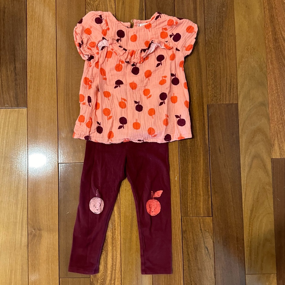 Toddler girl 2 piece apple set size 2T